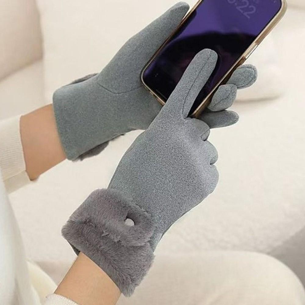 Velvet Winter Gloves Windproof Women Mittens All-Match Plush Gloves  Outdoor