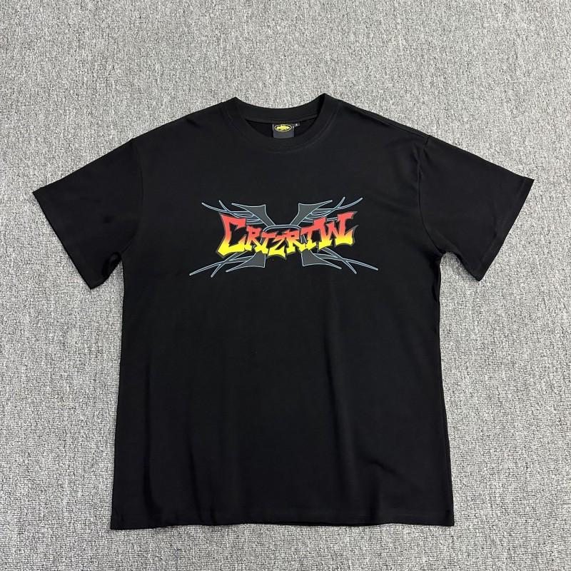 Хлопковая футболка Corteiz Streetwear Мужская Свободный крой Круглый вырез Короткий рукав Хип-хоп Графическая футболка