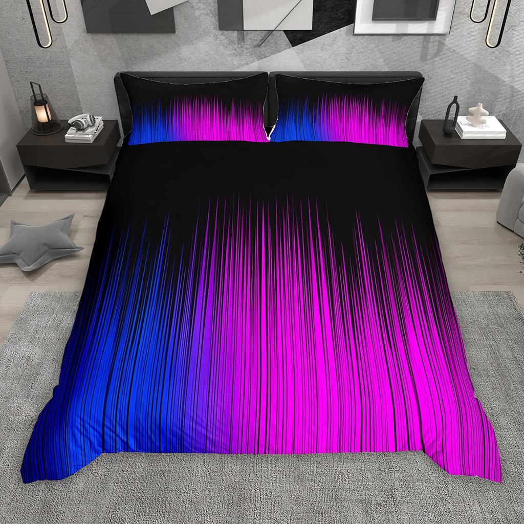 Comforter Homewish Gradient Lines 2Pcs/3Pcs Neon Red Gray Cyan Bedding Set Black Green Blue Pink Comforter Set