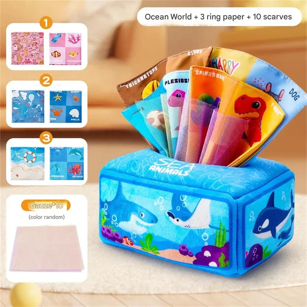 Baby Draw Paper Towel Tearing Tissue Box Baby Puzzle Early Education Children Cloth Educational Learning Toys