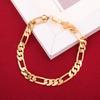 Noble  Sterling  18K Gold 8MM Width Chain Bracelets Neckalce for Women Men Fashion Wedding Punk Jewelry Sets