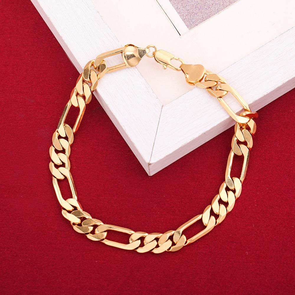 Noble Sterling 18K Gold 8MM Width Chain Bracelets Neckalce for Women Men Fashion Wedding Punk Jewelry Sets
