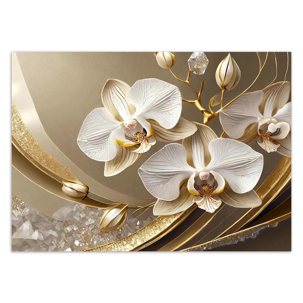 Wallpaper Golden Orchid Flower 3D