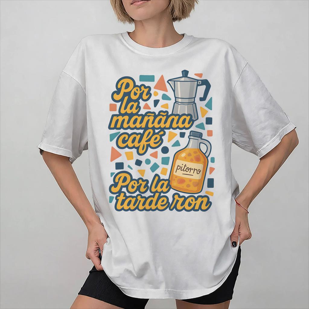 Por la Unisexana cafe por la tarde ron Tee Shirt for Unisex Women Graphic Print T Shirts Cotton Clothes