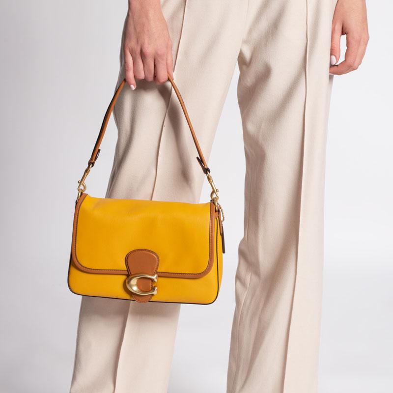 Coach Tabby 26 Color Block Classic Buckle Closure Leather Shoulder Bag Women shoulder bag Gold Brown C5261-B4SZ9