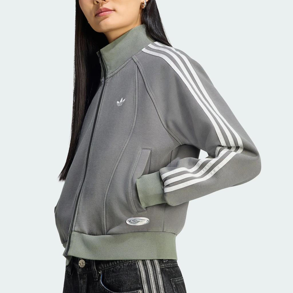 Женские спортивные куртки Adidas Originals Женские Темно-серые С воротником-стойкой Умеренные