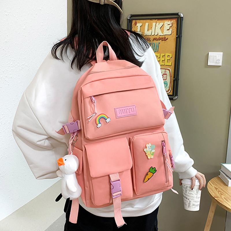 Академический стиль, школьный рюкзак для старшеклассников, женский рюкзак из четырех частей из холста