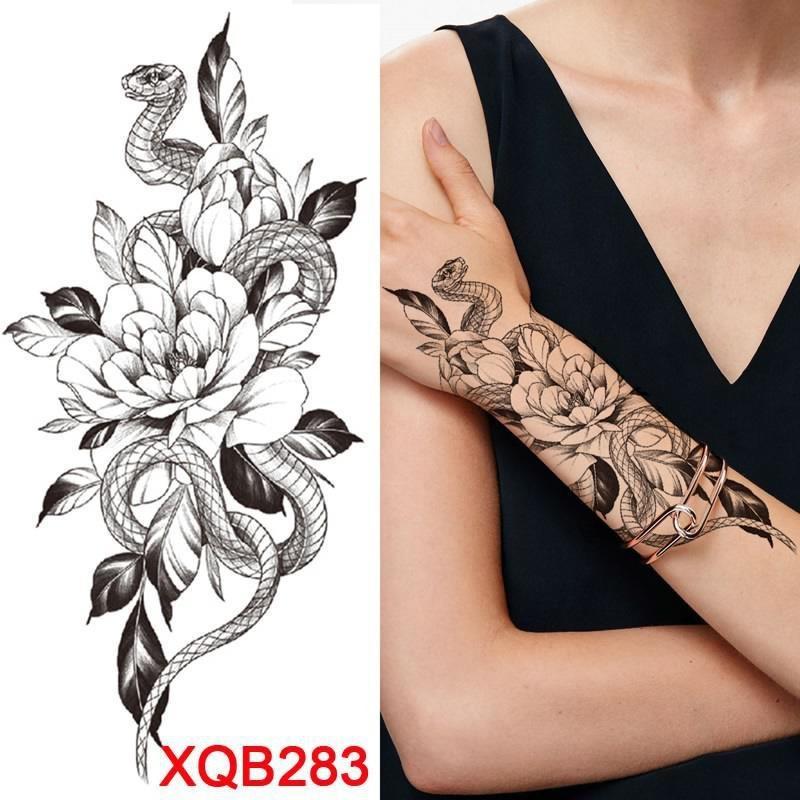 1 шт. татуировка наклейка водонепроницаемая временная татуировка дамы пион Дейзи олень луна цветок татуировка черный череп татуировка боди-арт нога татуировка всего тела наклейка