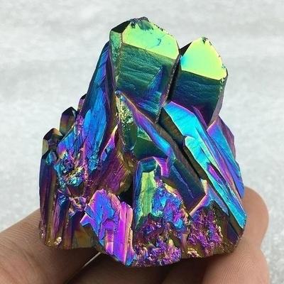 Натуральный кристалл, гальваническое покрытие, семь радужных красочных кристаллических кластерных украшений, оригинальный каменный кристаллический кластер, размагничивание
