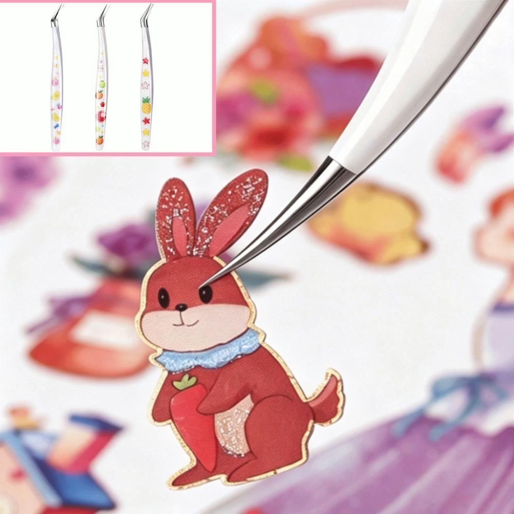 Curved Tip Precision Tweezer Glitter Resin Handle Sticker Picking Tool Sticker Picking