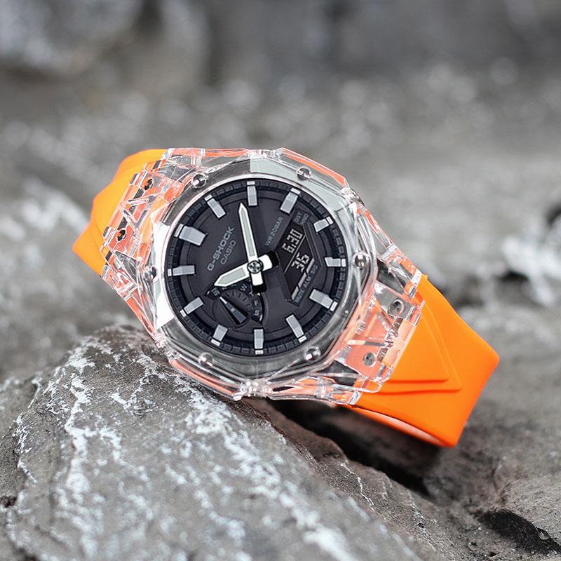 Casio Унисекс Часы с жидкокристаллическим/аналоговым двойным дисплеем Серия Черные GA-2100-1A(Watch4--)