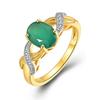 Women's Classic Design Solitaire Silver Ring with Natural Green Agate Oval Gemstone 2ct Fine Jewelry Birthday Party Gift