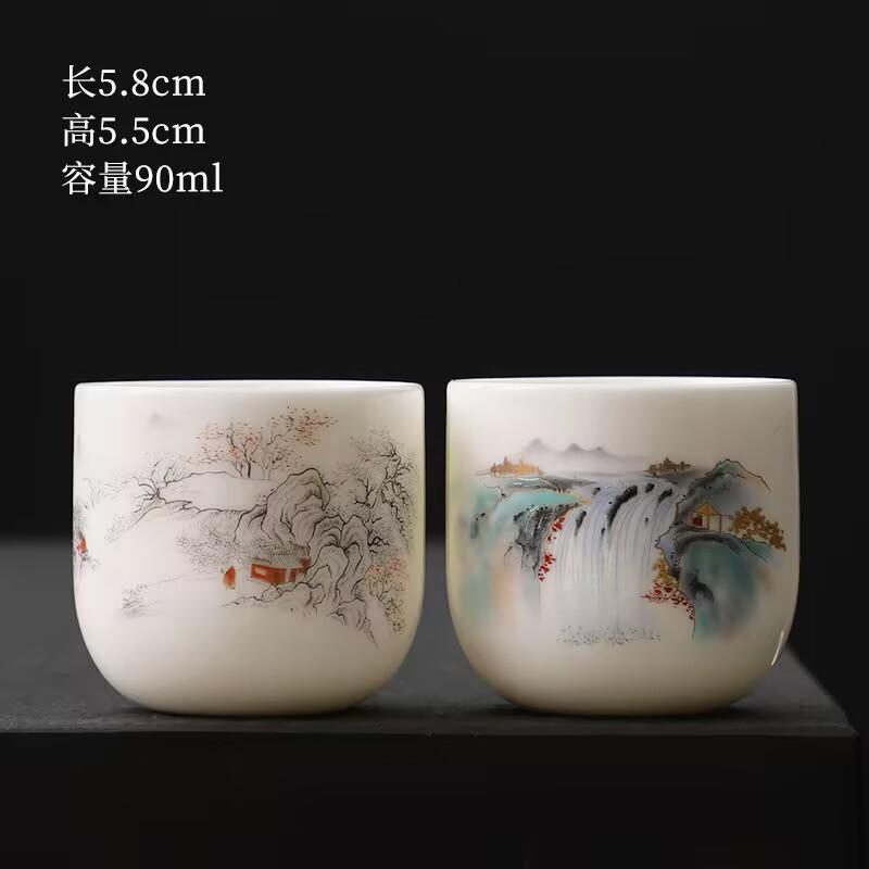 Нефритовая пиала из суета, керамическая, для кунг-фу, маленькая пиала, одинарная пиала, мастер-пиала, чайный сервиз, чайная чашка, набор чайных чашек, чайная пиала, чайная, из высококачественного белого фарфора