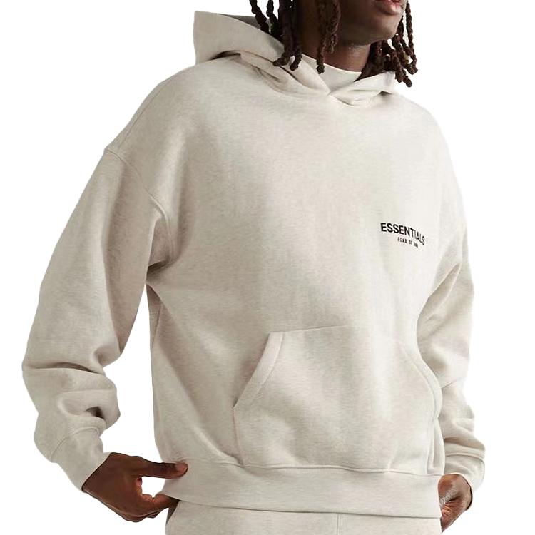 Fear of God Essentials FW22 Однотонная толстовка с принтом логотипа Мужские худи Светло-овсяный FOG-FW22-1125