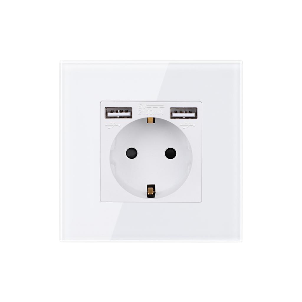 Смарт-сенсорные выключатели Tuya плюс USB-разъемы, вилка типа C, стандарт ЕС, Smart Life, Google Home, управление приложением Alexa