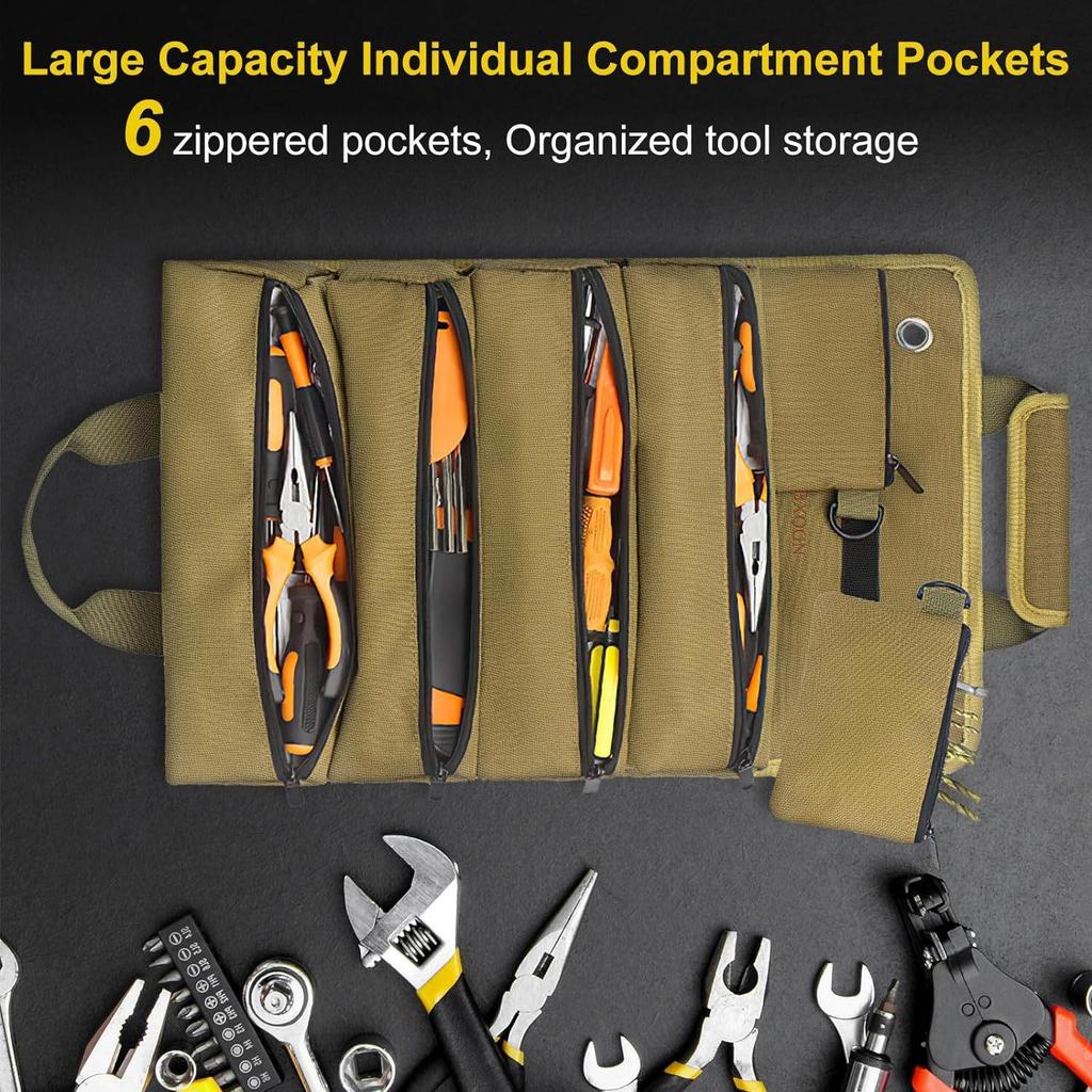 Multifunctional Roll Up Tool Bag, 1 Count Portable Tool Storage Bag with Handle, Space Saving Tool Organizer for Home & Garden &