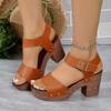 Ladies Shoes On Sale 2024 High Quality Ankle Strap Women's Sandals Summer Open Toe Solid Outdoor Casual Chunky Heels Sandals
