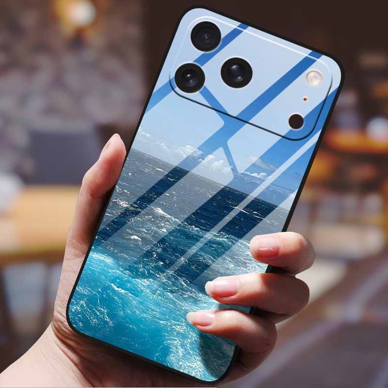 Phone Case for iphone 17 pro max iphone17 Air Tempered Glass Hard Back Cover Bumper 17pro Funda Cartoon Anime Fashion Pattern