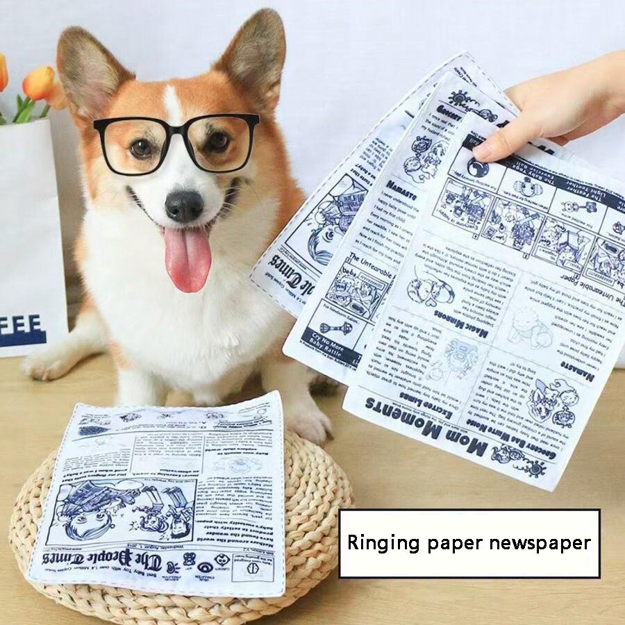 2pcs Pet Dog Squeaky Chew Toy, Simulated Paper Texture For Teeth Grinding, Pet Supplies