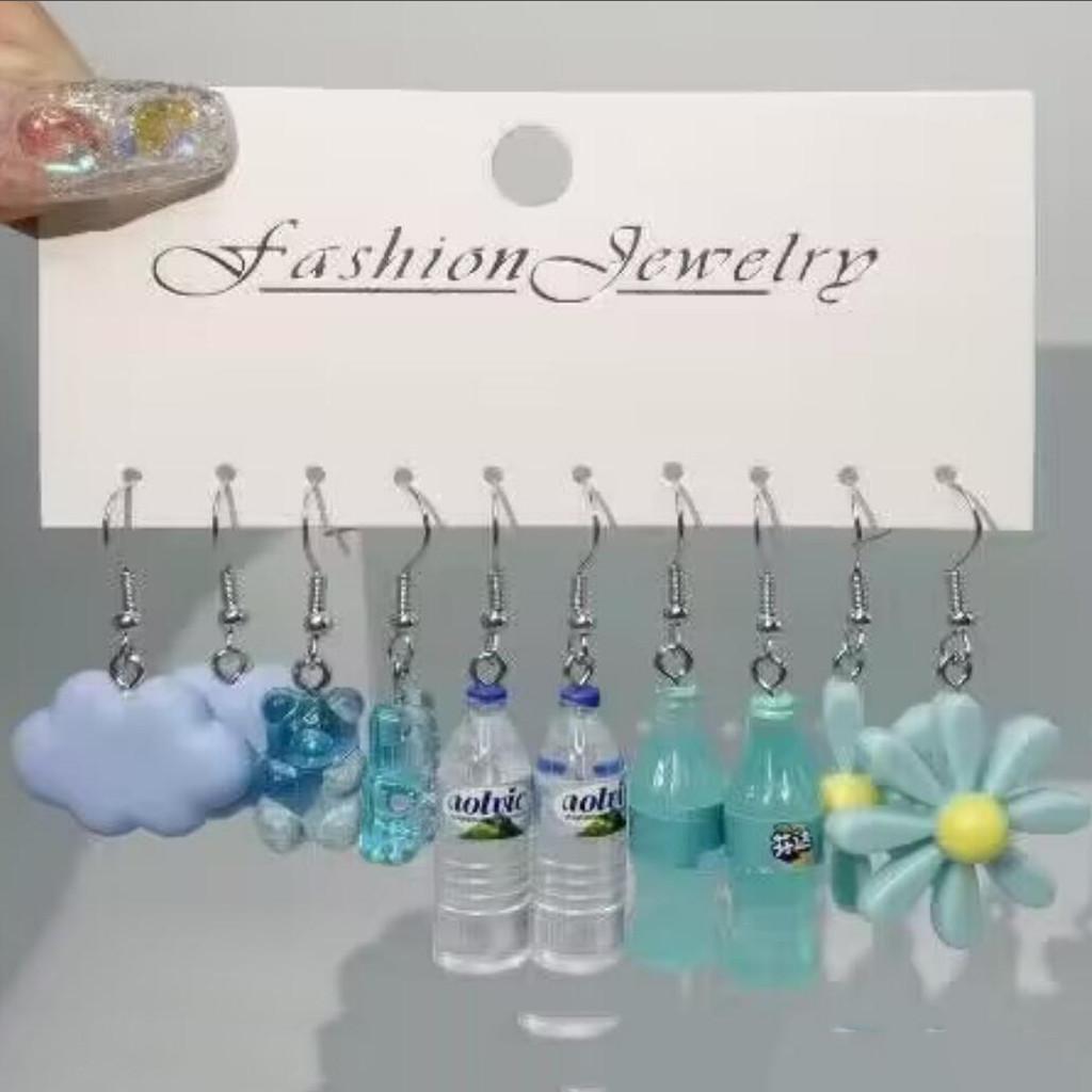 Симпатичные серьги-капли из смолы, комплект серег для женщин, серьги-крючки с цветами, бабочками и лягушками, аксессуары, ювелирные изделия