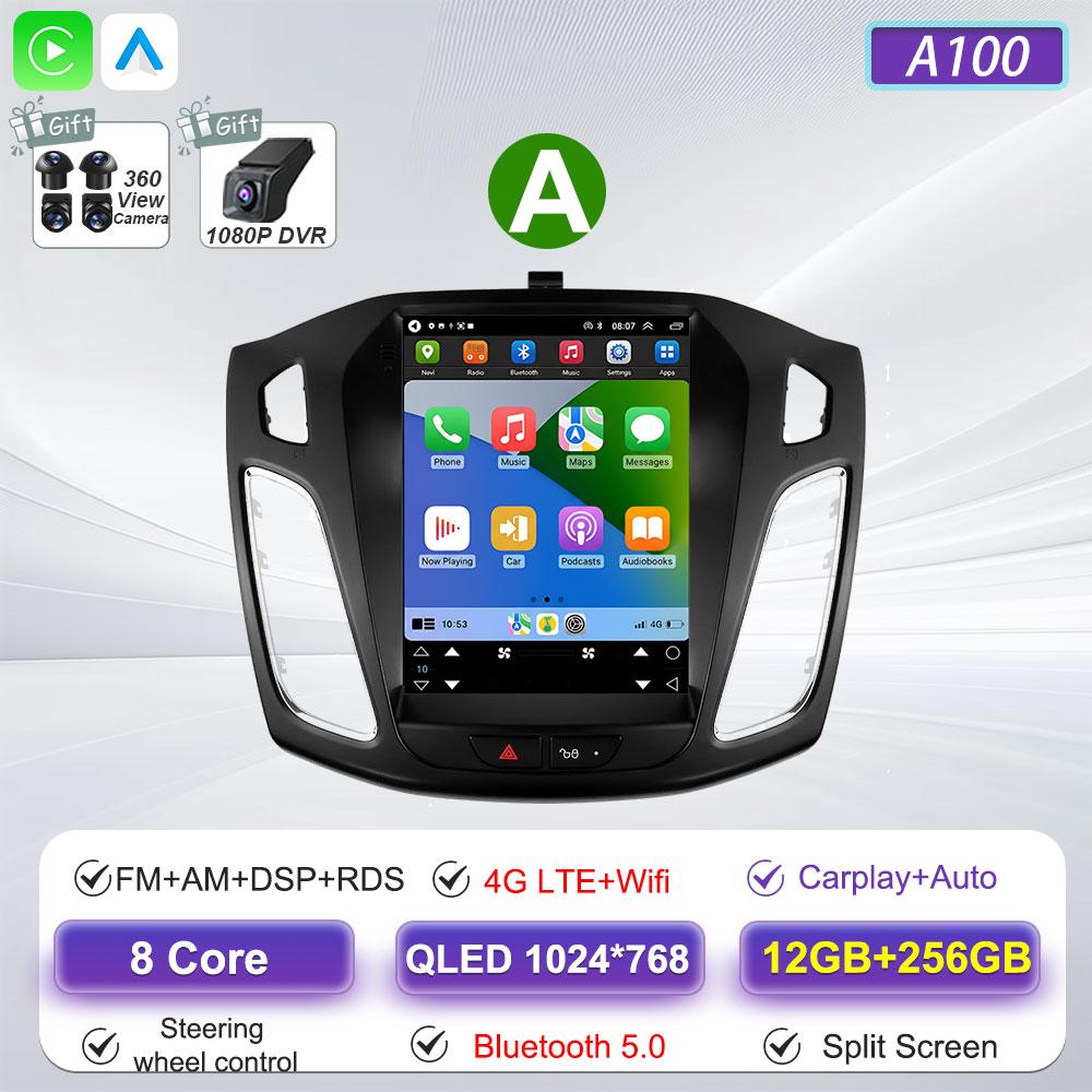 Автомагнитола Android 16 для Ford Focus 3 Mk 3 2011 2012 2013 2014- 2019 В стиле Tesla Carplay Стерео Головное устройство GPS 4G Wifi DSP BT