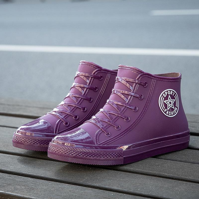 Short Tube Rain Shoes, Casual Women's Water Boots, Anti Slip and Cute Trendy Shoes