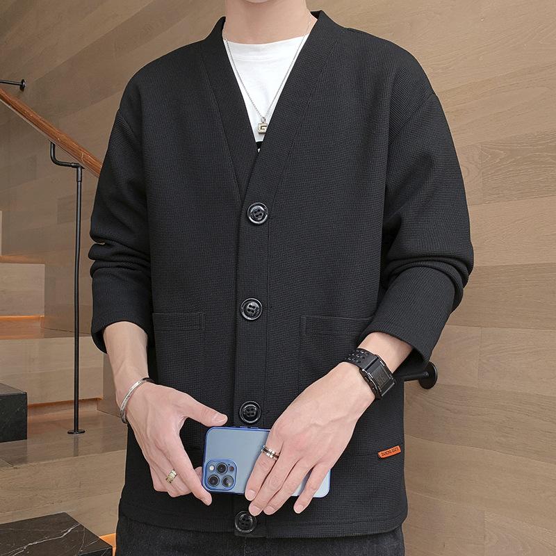 Пальто мужское весна и осень новый вязаный спортивный кардиган свитер куртка верхняя спортивная одежда мужская