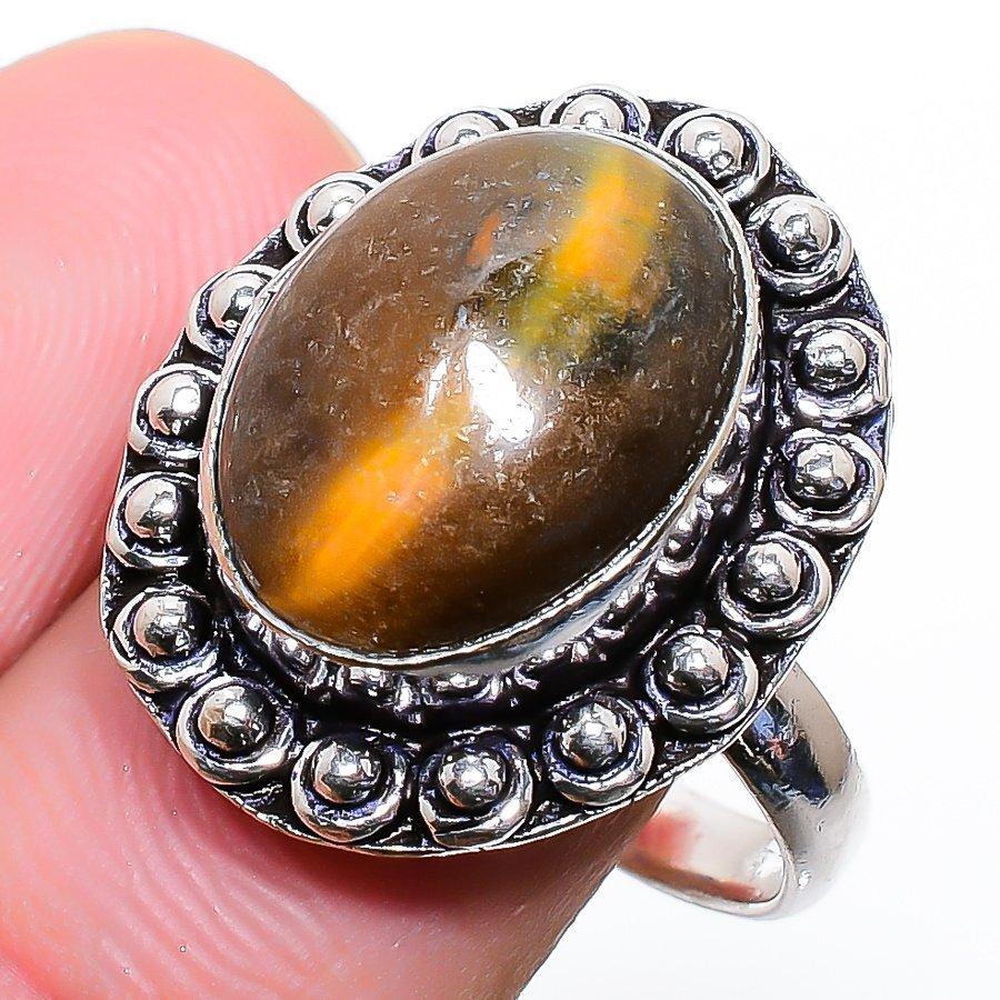 Tiger Eye Gemstone 925 Silver Jewelry Ring 7