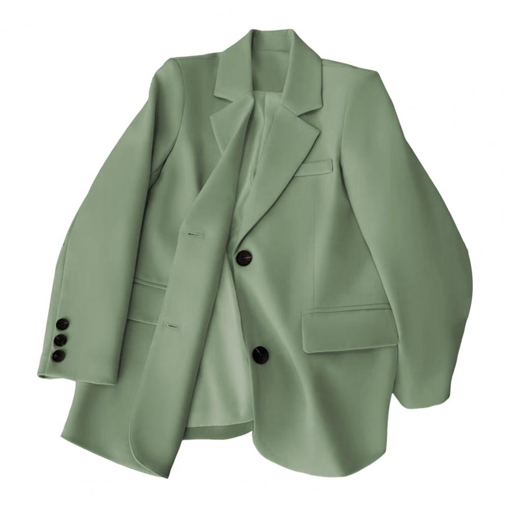 Women Suit Coat Lapel Long Sleeve Flap Pockets Suit Jacket Single Breasted Back Slit Design Solid Color Business Outwear