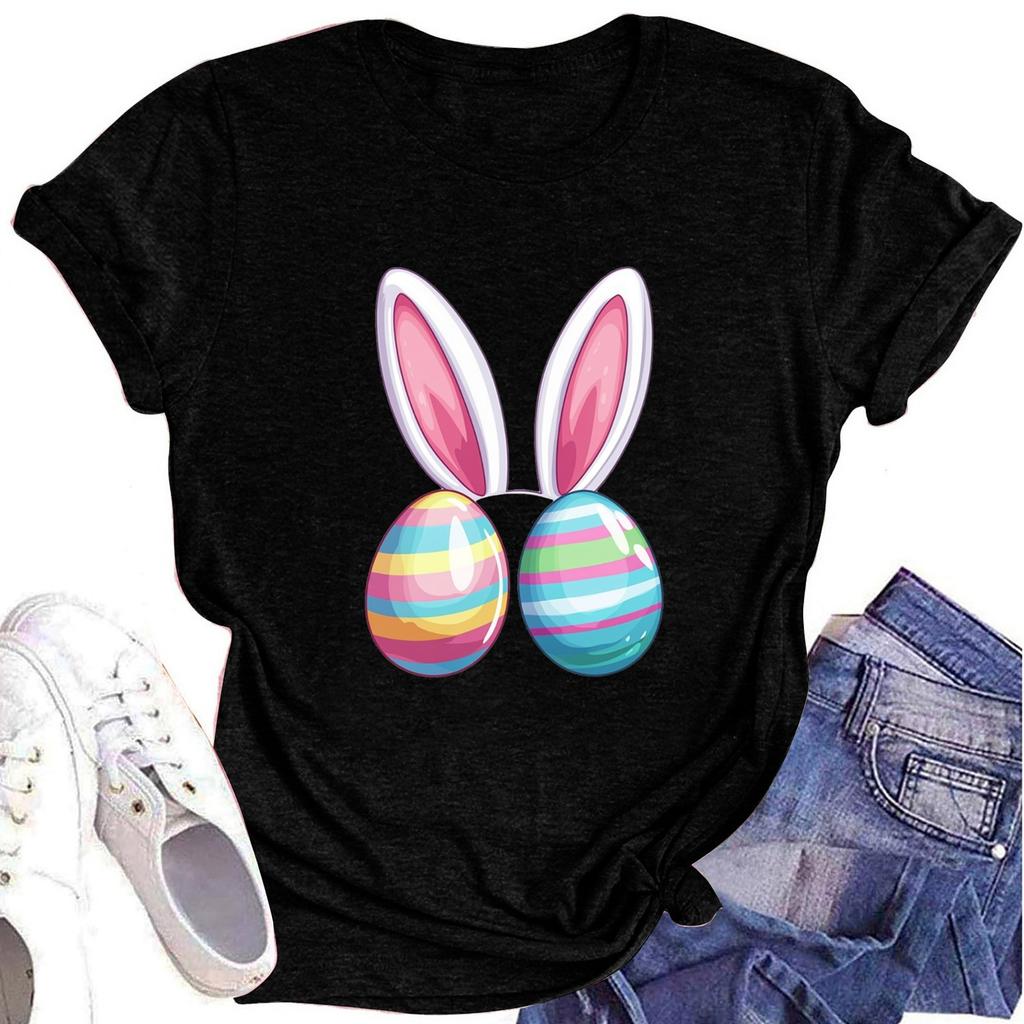 Women's Printed Round Neck Short-sleeved T-shirt Top