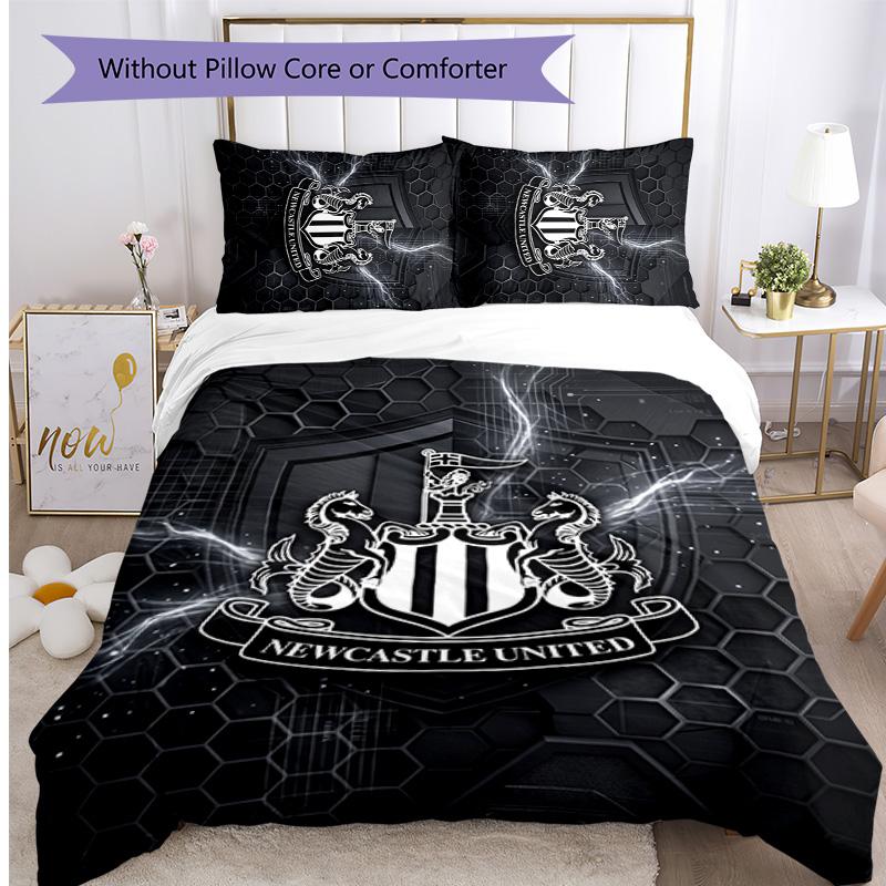 Newcastle United Football Printed 3 Pieces Bedding Set, Comfortable Skin Friendly Bedroom Duvet Cover Set