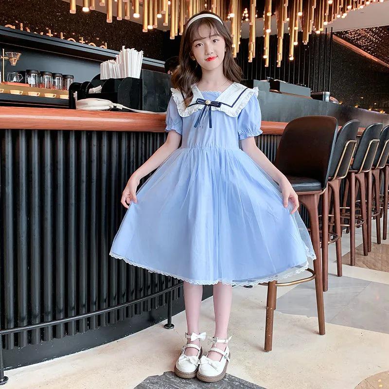 Стильное корейское сетчатое платье принцессы для 13-летних девочек - летнее миди