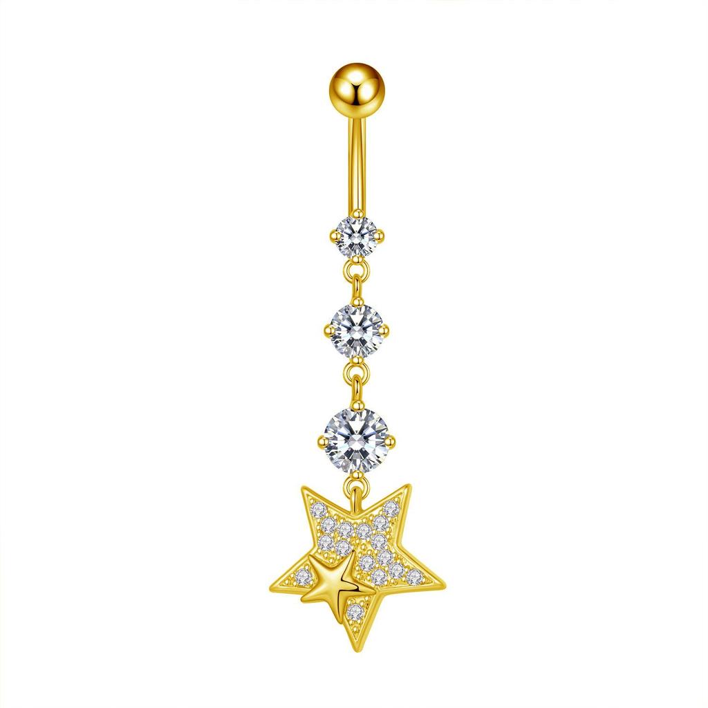 European & American Copper Zircon Floral Belly Button Ring