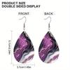 Розовые Красочные Серьги из ПУ кожи с рисунком завихрений для женщин, Креативные Серьги-капли с фиолетовым мраморным узором