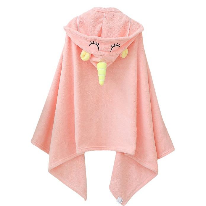 Children's Coral Fleece Hooded Bathrobe - Summer Baby Towel and Cloak for Swimming