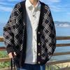 Мужская одежда Пальто с V-образным вырезом Вязаные свитера в клетку для мужчин Черная куртка Кардиган X Fun Осень Зима Уличный корейский стиль свитер Пальто