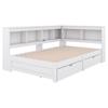 Daybed, 90 x 200 cm, Sofa Bed, Day Bed with Two Drawers, with Socket and 2 USB Ports, Bed with Slatted Frame (without Mattress), Chipboard, White