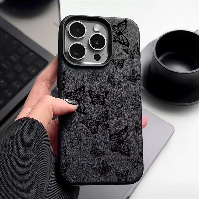 Противоударный чехол для телефона с принтом черных бабочек для iPhone 16 16E 15 Pro 14 Pro Max 13 12 11, мягкий ТПУ, матовая задняя крышка с защитой от падений