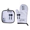 2Pcs Oven Mitts Pot Holders Sets Cute Print Heat Resistant Kitchen Mittens Cooking Gloves For Microwave BBQ Baking Grilling