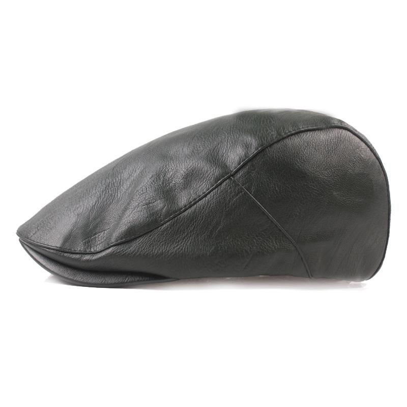 Leather Duckbill Hat Men's Leather Hat PU Forward Hat Artistic Youth Beret Middle-aged Leather Hat Men's Hat