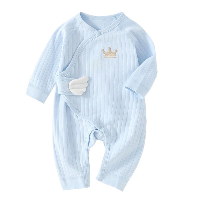 Unisex Baby Cotton Sleepwear With Diagonal Tie Fastening For Infants