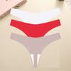 3PCS Seamless Thong Women Ice Silk T-back Intimate Solid Breathable Crotch Briefs Sexy Tanga Multiple 10 Color Lingerie