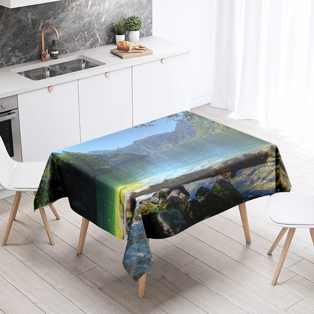 Скатерть с природными пейзажами, противообрастающая Водонепроницаемая прямоугольная кухонная обеденный стол, украшение для дома