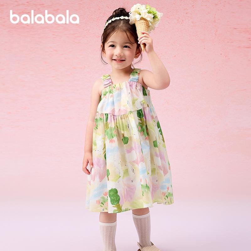 Balabala Children's Clothing, Children's Dresses, Girls' Baby Dresses, Summer Clothes, 2025 New Vacation Suspender Skirts, Pure Cotton