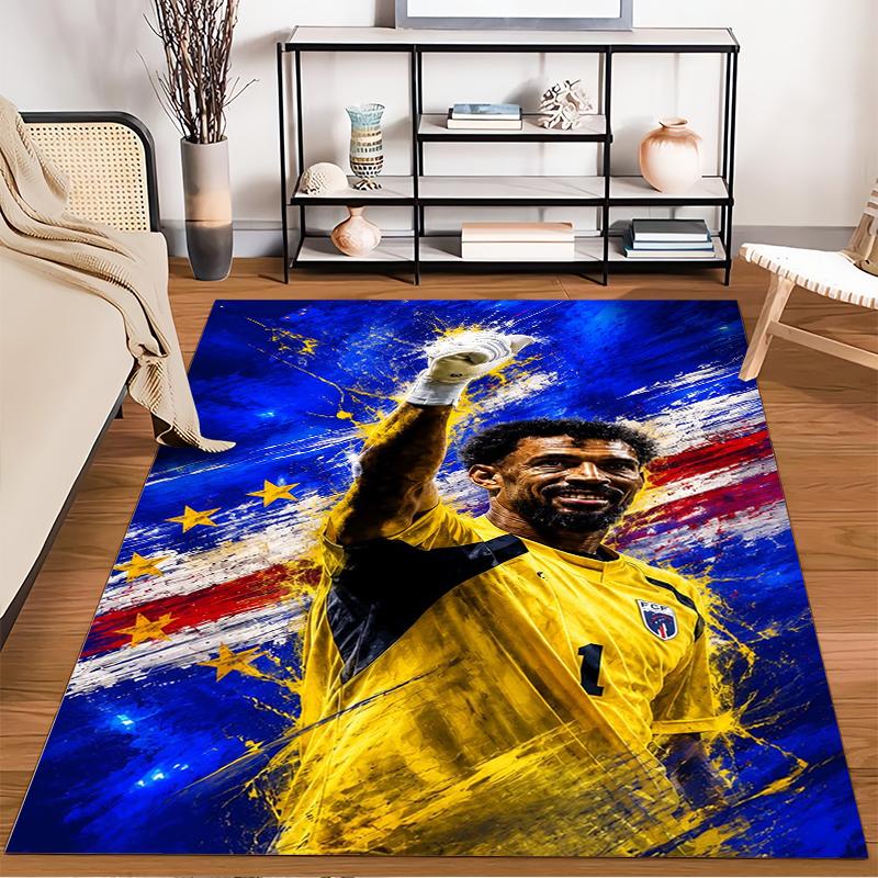 "Soccer Player with Cape Verde Flag Design Rug Non-slip rug suitable for living room and bedroom sofas"