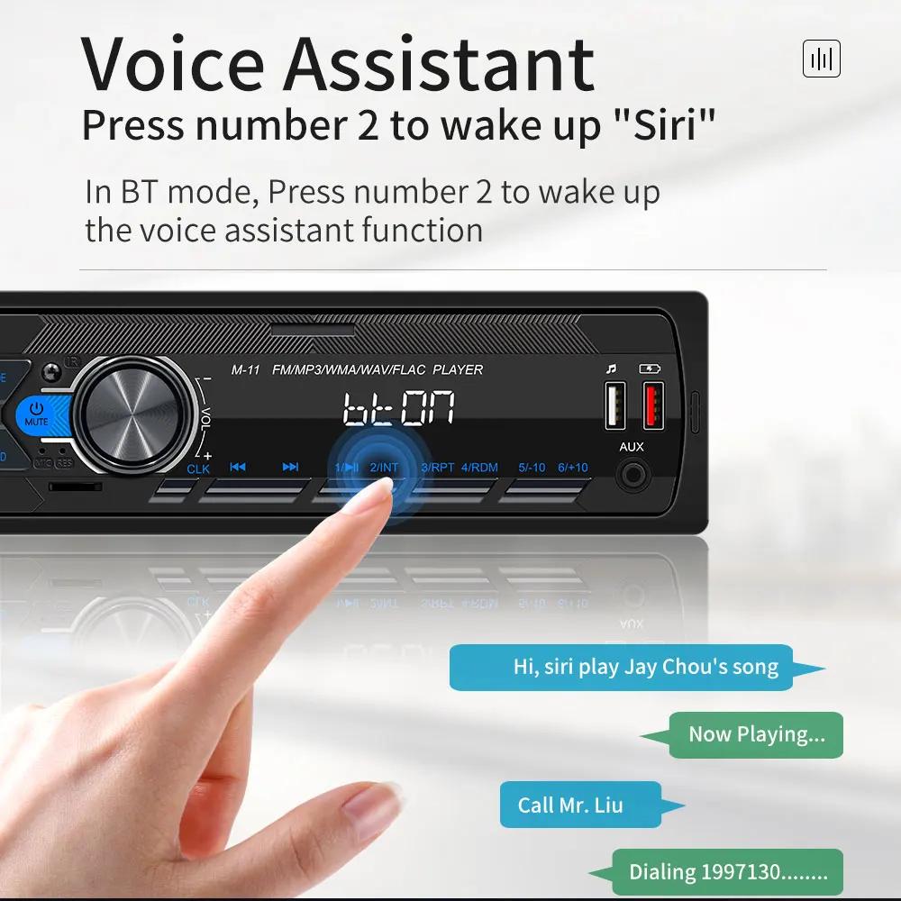 Новая автомагнитола Bluetooth 1DIN MP3-плеер FM AUX TF Радио Стерео Функция поиска автомобиля через мобильное приложение и голосовой помощник 12В Bluetooth Громкая связь