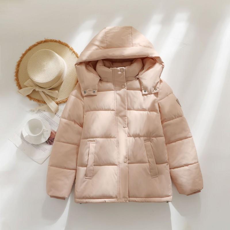 Womens Short Winter Puffer Coat Detachable Hood Thick Warm Cotton Jacket Teens Youth