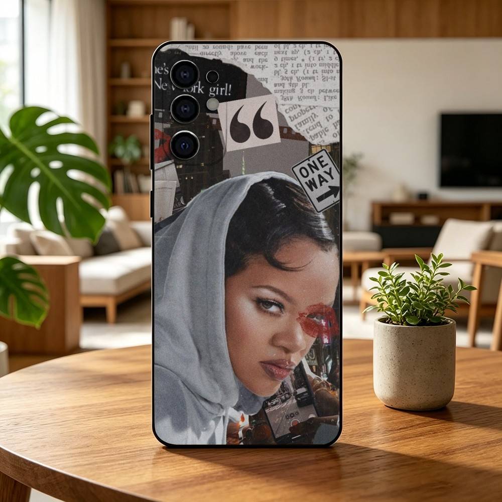 Popular Singer R-Rihanna Anti Phone Case For Samsung S25,S24,S21,S22,S23,S30,Ultra,S20,Plus,Fe,Lite,Note,10,Black Cover