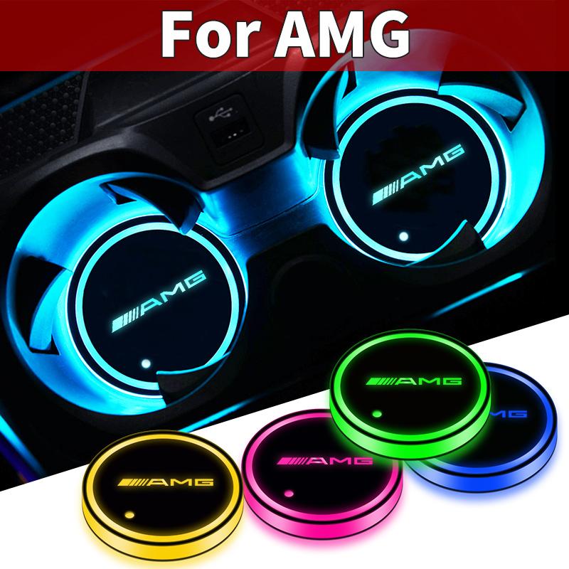 2 шт. Светодиодная подсветка для автомобильного подстаканника, атмосферой подсветки салона автомобиля, для Mercedes Benz C260 W204 W205 W211 W212 W190