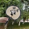 Decorative Straw Group Fan Chinese Style Summer Panda Fan Practical Handmade Straw Fan  Travel